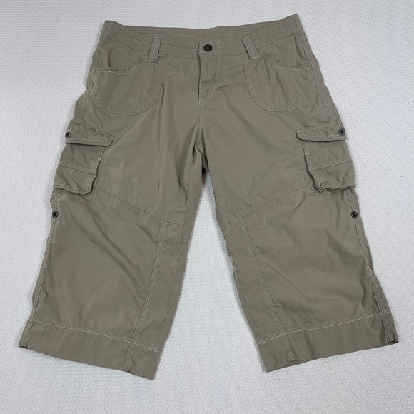 Kuhl Pants - Kuhl Mova Khaki Tan Roll Up Cargo Hiking Pants Womens 14 Stretch Lightweight